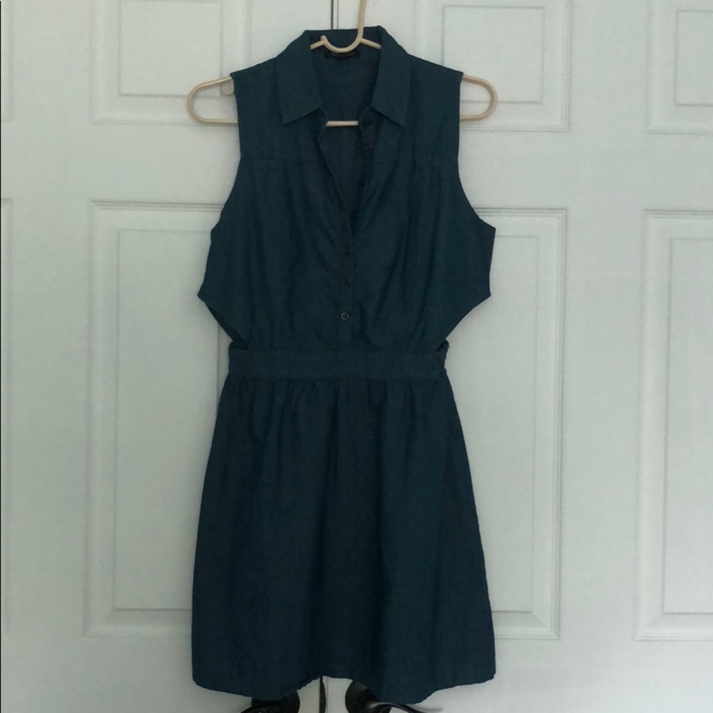 Light denim dress with peek a boo side opening